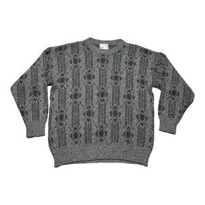 Vintage Men's Aztec Southwest BHS Knit Sweater 80s 90s Gray UK 40 Chest M